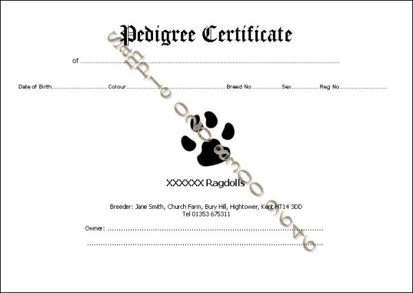 Where can you obtain a blank pedigree form for a pet dog?